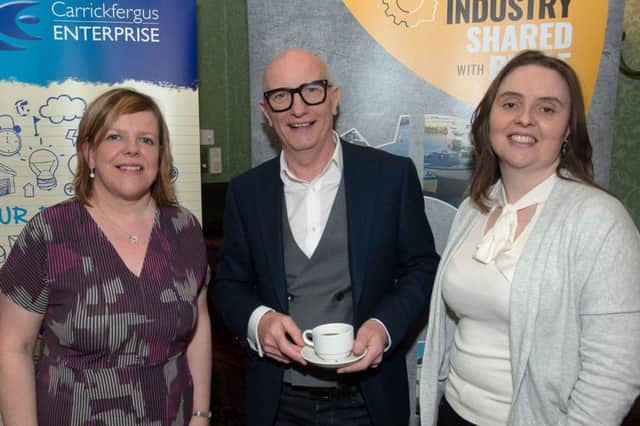 Colin Neill, Hospitality Ulster, with Kelli Baghus (left), Carrickfergus Enterprise and Jayne Clarke, Museum & Heritage manager Mid and East Antrim Museum & Heritage Service.