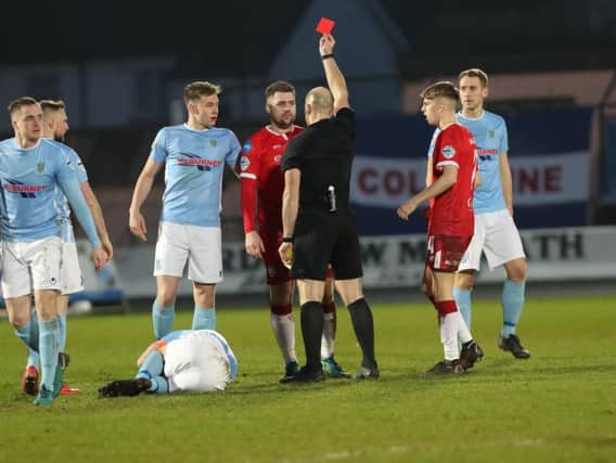Coleraine player sent-off at Showgrounds