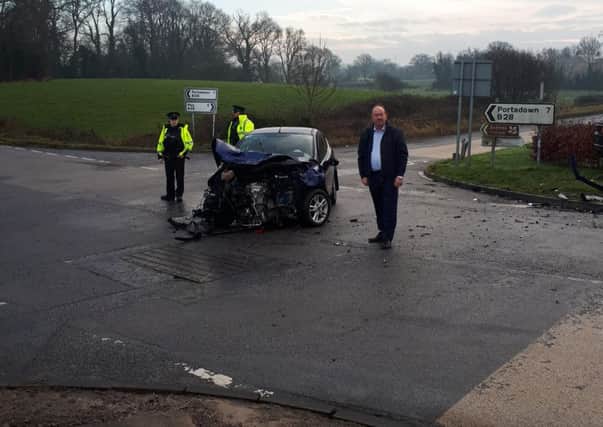DUP MLA William Irwin at a bad accident at Ardress Crossroads