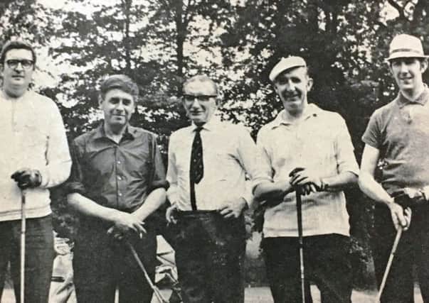 Taking a break during Captain's Day at Lisburn Golf Club in 1970 are Richard Sloan, Billy Jardine, Cyril Moore and Graham McKeown with club captain Jimmy Tolerton.