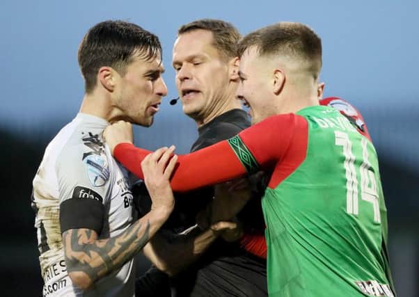 A melee broke out between Glentoran and Crusaders at The Oval on December 1.