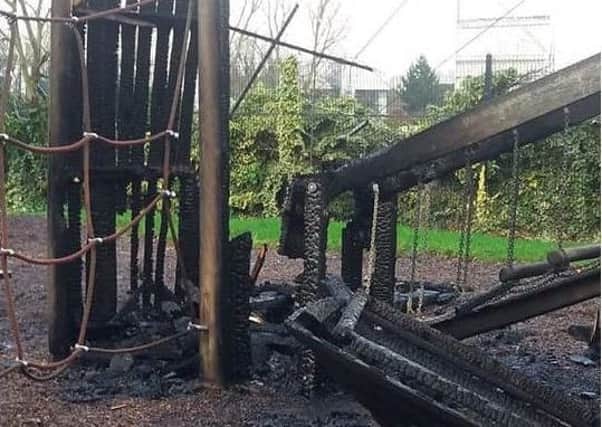 The arson attack at Eglinton Play Park.