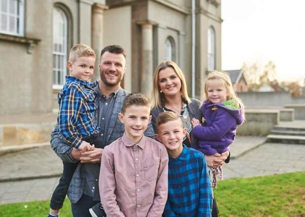 Rev Stuart Hawthorne, Minister of Waringstown Presbyterian Church, with his wife Caroline, and children (left to right) Eli, Caleb, Joel and Mollie.