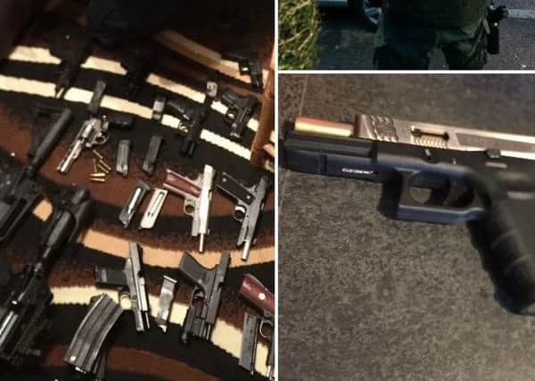 Police uncovered the replica guns during a search of the man's house.
