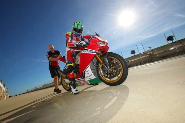 Andrew Irwin gets ready for first test on the new Honda superbike.