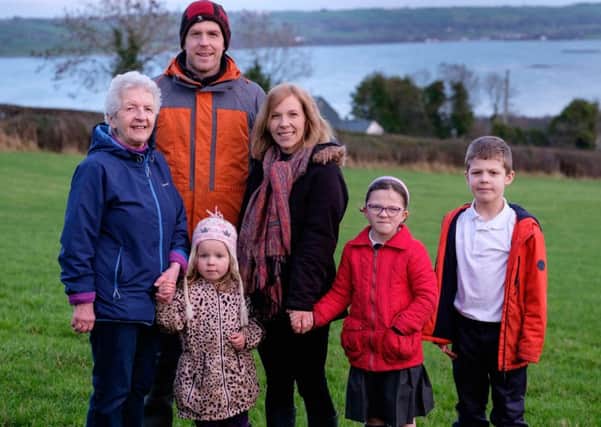 Jonny and Paula Hanson with son Joshua (8) and daughters Bethany (6) and Sophia (3) along with Noreen Christian. Photograph: Columba O'Hare/ Newry.ie