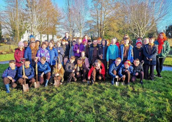 Pupils from three local primary schools have taken part in Holocaust memorial tree planting ceremonies across the borough including Buick Memoriall pictured here at Cullybackeys Shellinghill Park