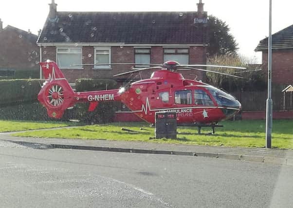 The Air Ambulance pictured in Glengormley.