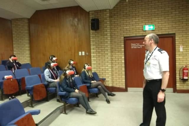 The Northern Ireland Fire and Rescue Service delivered a talk on road safety by virtual reality headsets at Larne Grammar School.