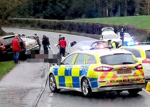 The scene of a double fatal accident on main road between Dungannon and Moy on Sunday. Picture: John McVitty/McAuley Multimedia