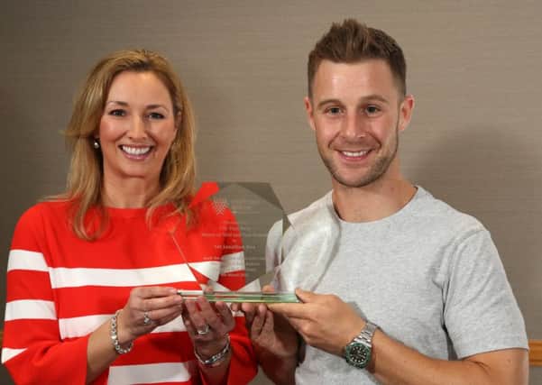 Jonathan Rea MBE accepts his Hall of Fame induction from Claire McCollum. 26 January 18, Mandatory Credit ©Press Eye/Darren Kidd