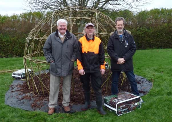 Bill Pollock, Clive Lyttle and Steve Diamond at the willow dome.