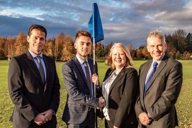 Jason Podris, College Advisory Group and head greenkeeper at Fortwilliam GC, Wendy Coles R&A; Callum Burnside, R&A Scholar and Paul Mooney head of Horticulture, CAFRE.