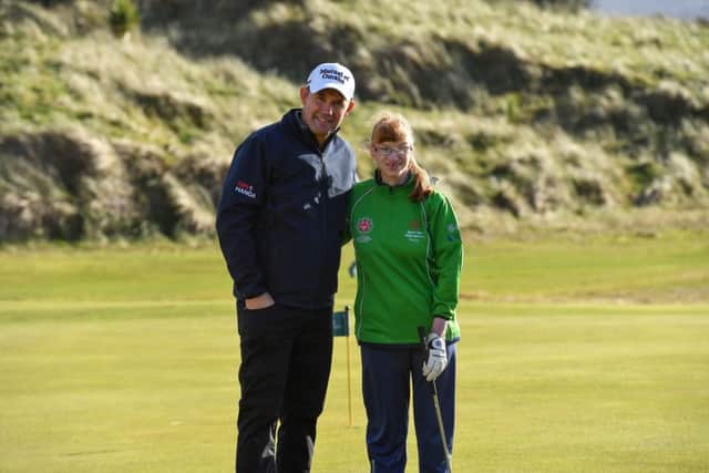 Irish golf legend captain Padraig Harrington meets Team Ireland's Jill Connery, from Scarva at the Portmarnock Links Hotel in Portmarnock, Co Dublin.