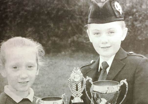 Champion drummer Lee Lawson with sister Kim after finishing runner up at the world championships in 1992.
