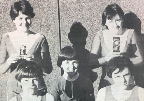 The Lismore Comnprehensive trampoline team pictured in 1991. Included are Christina Dickinson, Teresa Houston, Martin Devlin, Michelle McStravick, and Tony Weir.