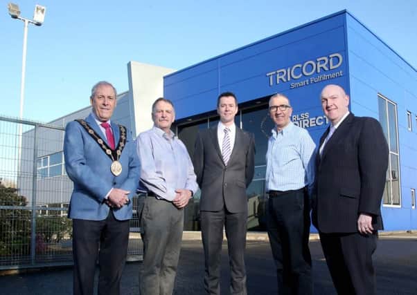 Noel Gordon and John Rodger, Directors at Tricord host the Council delegation of the Mayor, Councillor Uel Mackin; David Burns, Chief Executive and Alderman William Leathem, Chairman of the Council's Development Committee.