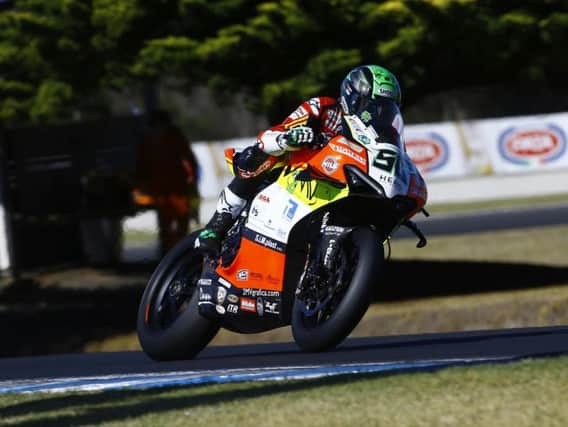 Eugene Laverty on the Team Go Eleven Ducati Panigale V4 at Phillip Island.