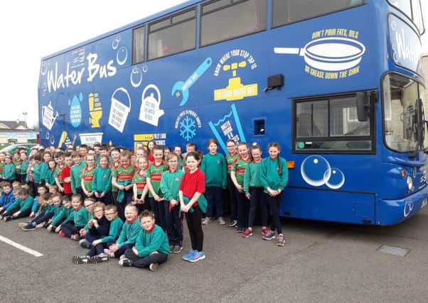 The Waterbus from NI Water visited Derrychrin Primary School to tell pupils about the water cycle. During the visit, the children learned about what can and cant be put down the toilet; only flush the 3 Ps: pee, poo and paper; what NI Water does to clean the water and how sewage is treated.