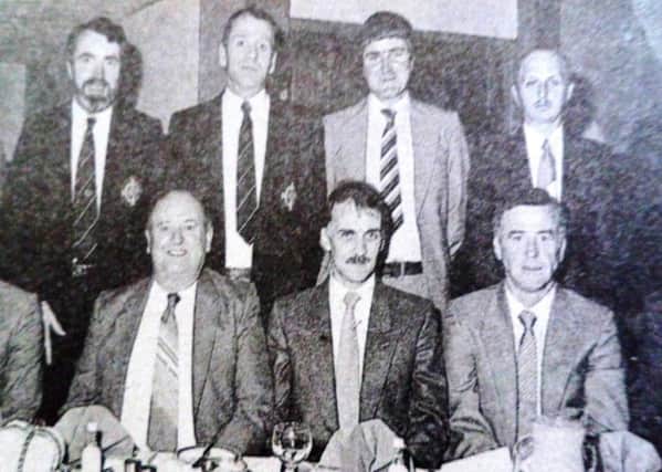 Members of the Ballymena Referees Association pictured at their annual dinner. 1989