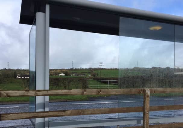 A bus shelter was damaged on the B90 road.