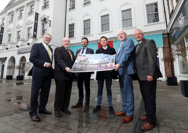 Pictured with James Sinton, Group Finance Director, Beannchor Group discussing their new investments in Lisburn Square are: Councillor Owen Gawith, Vice-Chair of the Planning Committee; Alderman William Leathem, Chairman of the Development Committee; Nicky McCollum, Development Director at Lisburn Square; Alderman Allan Ewart MBE, Vice-Chair of Development Committee and Alderman David Drysdale, Chairman of the Planning Committee.