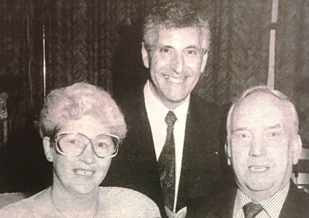 Mr Cyrus Magee who retired from Saracen's after 40 years in 1992 is pictured with his wife Jean and managing director Mike Da Costa