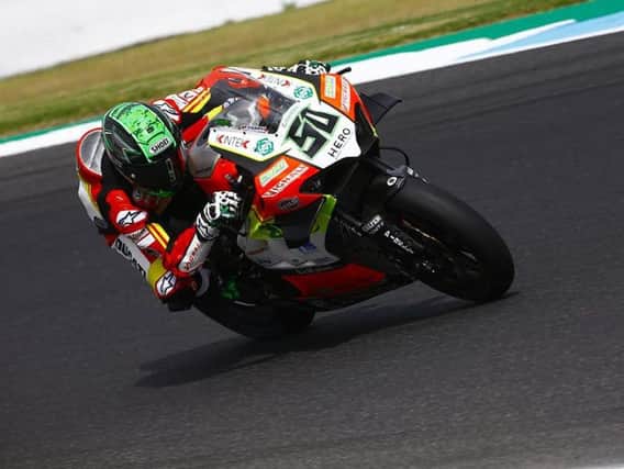 Eugene Laverty crashed out of the opening race in Thailand on the Team Go Eleven Ducati V4 R.