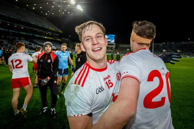 Kieran McGeary and Colm Cavanagh celebrate after defeating Dublin in Croke Park. (Photo: ©INPHO/Oisin Keniry)
