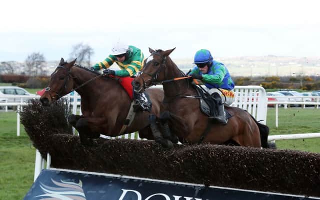 Press Eye - Belfast - Northern Ireland - 16th March 2019 - 

Race 4 4:15 NORTH DOWN MARQUEES RATED NOVICE CHASE
Biddy The Boss, right, ridden by Sean Flanagan beats Crossed My Mind, ridden by Niall Madden in the fourth race  at the St Patricks Day race meeting at Down Royal Racecourse.

Photo by Kelvin Boyes / Press Eye
