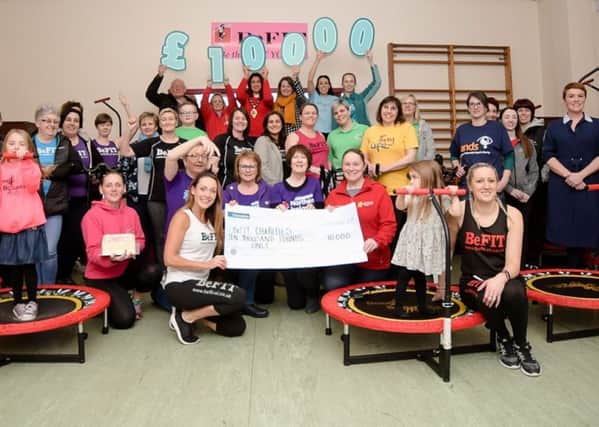 Larnes BeFit gym members raised £10,000 for charity. They were joined by the Mayor of Mid and East Antrim, Cllr Lindsay Millar, for the presentation of cheques to 10 good causes.
