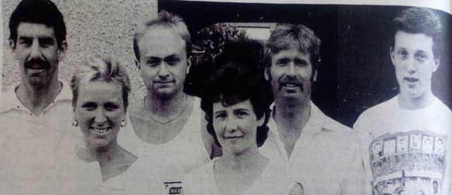 Members of Glenarm Badminton Club who formed a team for the Glenarm Festival Senior Challenge. 1989