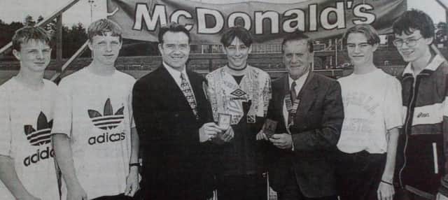 McDonalds Young Athletes League Final held at Antrim Forum: The best team overall in the boys' Under-15  - outside of the top three  - Was Albertsville Harriers (pictured). Included is NI Athletics Federation president. 1997