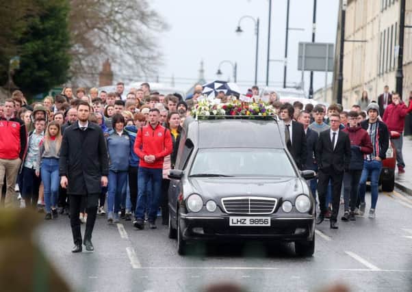 The

funeral of 17-year-old Morgan Barnard at St Patrick's Church in Dungannon, Co. Tyrone. Photo: Jonathan Porter/PressEye.com