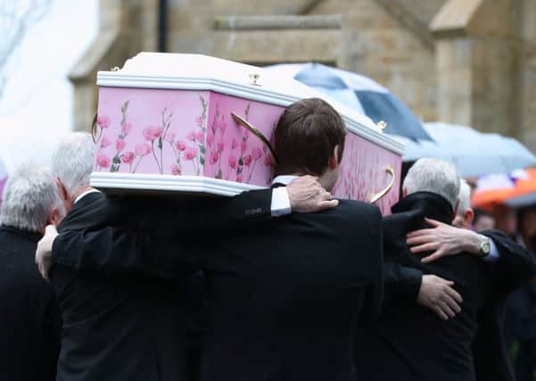 The coffin of Lauren Bullock arriving for funeral at St Patrick's Church, Donaghmore. Photo: Liam McBurney/PA Wire