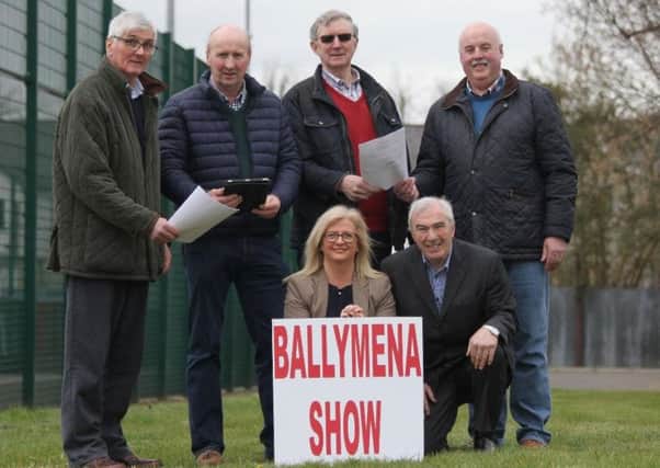 The 2019 Ballymena Show will be held at it's new home - Ballymena Livestock Mart - on Saturday,  June 15. Pictured are - David Perry, Robert Dick (Vice Chairman), Randal Hayes and Joe Adams (Chairman), Front row from left, Pauline Blaney (Show Secretary) and Sam Smyth.