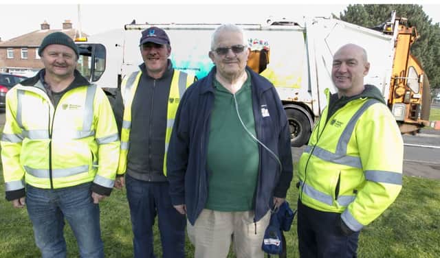 Wesley Smyth, pictured with staff from the MEA Waste Management team, Michael Millar, Craig Hunter and Andy Macklin.