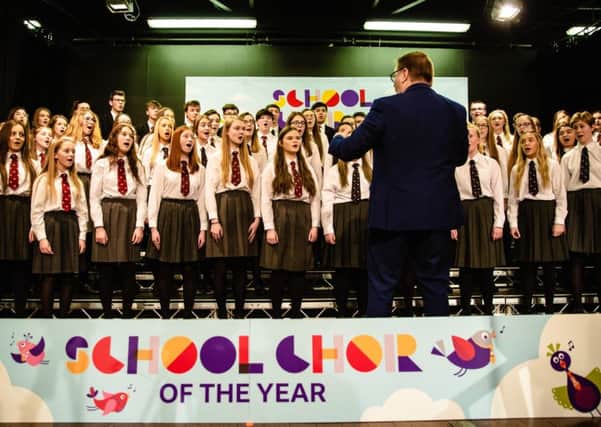 Carrickfergus Grammar School Choir taking part in the BBC competition.