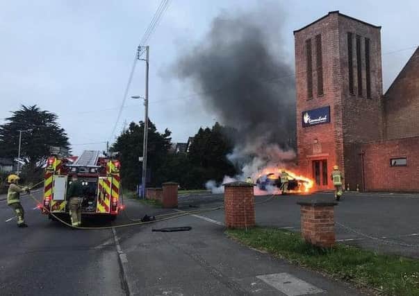 A car was set on fire at Greenisland Presbyterian Church.