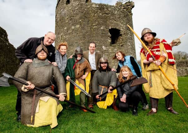 The Journeying Beyond Westeros team at Dundrum Castle in Co Down, one of the monuments to be included on the planned heritage trail