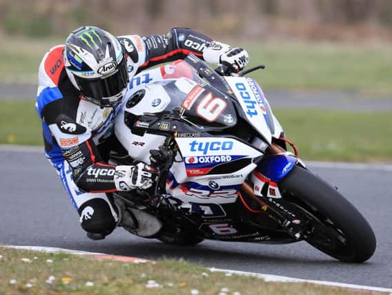 Michael Dunlop on his new Tyco BMW during a test at Kirkistown on Thursday.