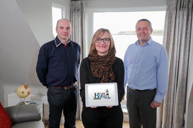 (L-R) Jonathan Ogilby, director at MIS Claims; Dawn McConnell, founder of Hope House and Jeremy Biggerstaff, managing director at Flint Studios.