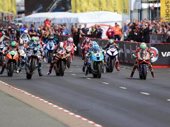 The start of the Superbike race at the 2018 North West 200.