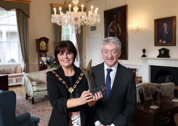 Pictured at the launch of the awards in January at the Palace Demesne, Armagh, are Tourism NI Chief Executive John McGrillen and Julie Flaherty, Lord Mayor of Armagh, Banbridge and Craigavon Council. Credit ©Press Eye/Darren Kidd