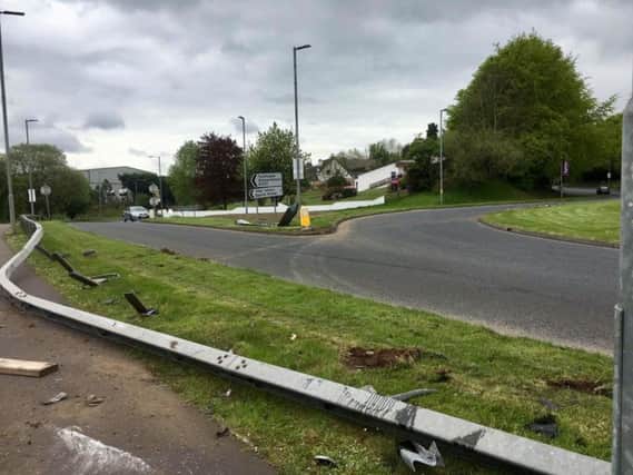 Damage at the A29 rounabout in Cookstown.