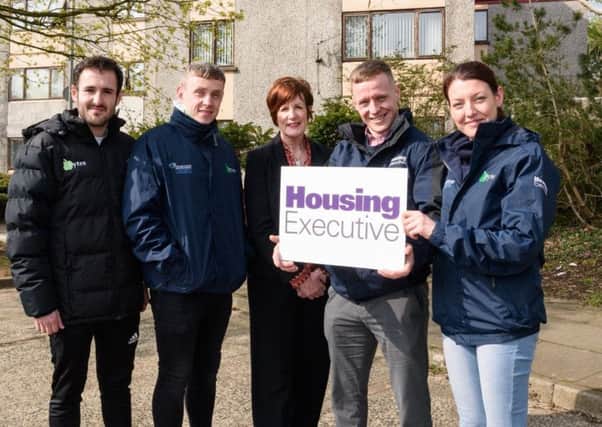 Thomas McKeown (Community Safety Warden), Darryl Elwood (Community Safety Warden) Cllr Noreen McClelland (Chair
PCSP), Seanan McToal (Housing Executive Patch Manager) and Charlene Cowan (Community Safety Warden Project Manager).