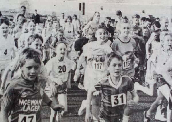 Happy faces at the start of the fun run during Ahoghill Sports'  Week. 1989