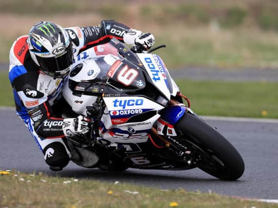 Michael Dunlop during a pre-season test session at Kirkistown on the Tyco BMW. Picture: Pacemaker Press.