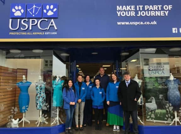 USPCA staff pictured at the opening of the Newry Street, Banbridge charity shop. Included are  Sinead Griksas,  Veterinary Nurse, Sarah Loughran, Marketing Officer, Colleen Tinnelly, Development Manager, Kym Moffett, Nursing Axillary, Simon Gibson Van Driver,  Rachel McGreevy, Store Manager and Tony Fearon, Accounts Administrator