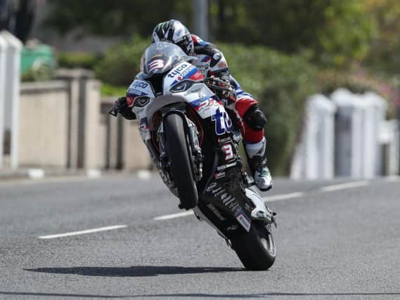 Michael Dunlop was second fastest on the Tyco BMW in Superbike practice on Tuesday. Picture: Desmond Loughery/Pacemaker Press.